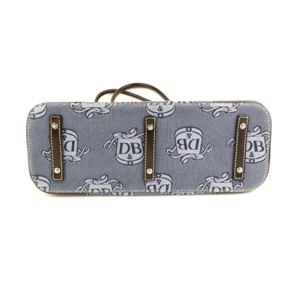 Dooney & Bourke Blue Signature Logo  Leather Trim & Handles Satchel Bag - Picture 9 of 16